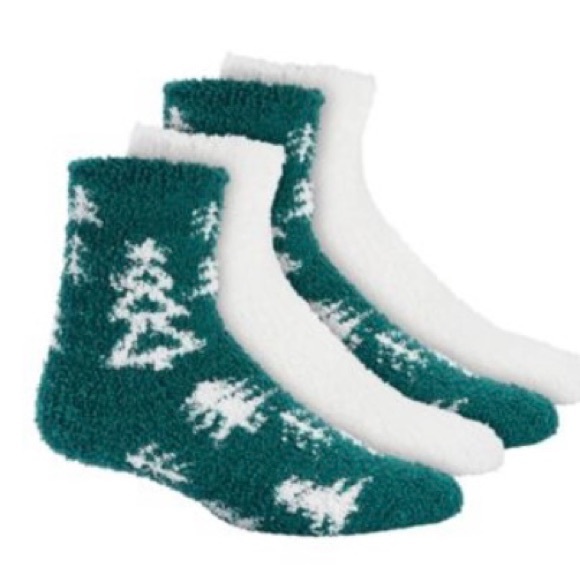 Charter Club Other - Charter Club Super Cozy Socks~OS~Green w/ Trees & White NEW💚